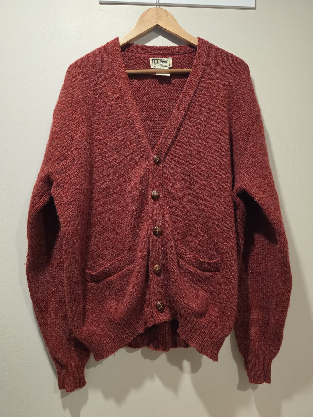 VTG L.L. Bean Men's Wool Blend V-Neck Cardigan Sweater